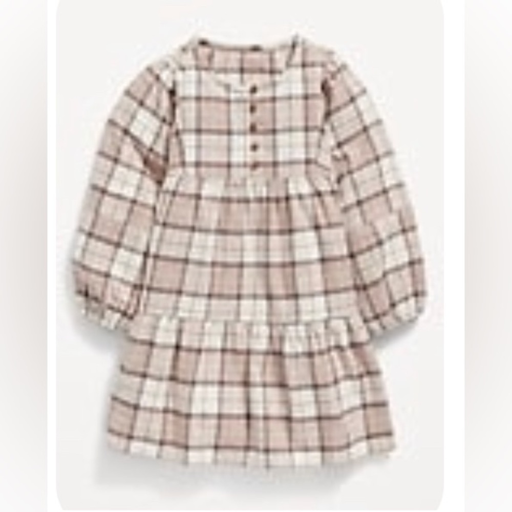 NWT Old Navy Toddler Long Sleeve Tiered Flannel Dress